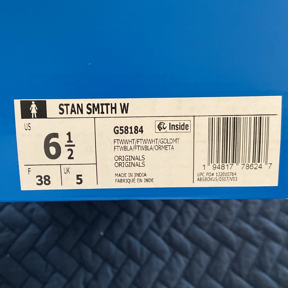 Adidas Originals Stan Smith white gold 6.5 - Picture 5 of 5